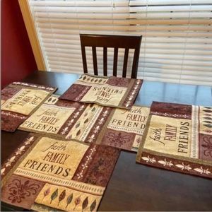 Nice Table Mats & Matching Runner. Burgundy.